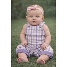 Baby Gap Newborn Plaid Overalls 0-3 M Lavender White 100 Cotton VTG Y2K Preppy
