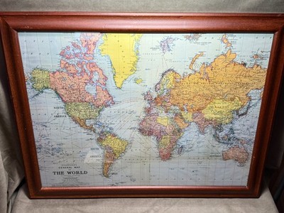 2003 Cavallini Stanford s General Map of the World 27x21 Framed Vintage
