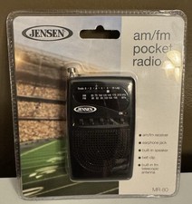 Jensen AM/FM Pocket Radio MR-80 Mini 3.5  Portable Receiver With Antenna New