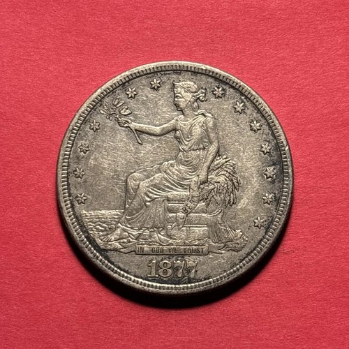 (1) Beautiful Antique 1877-S Seated Liberty Trade Dollar XF-EXTRA FINE