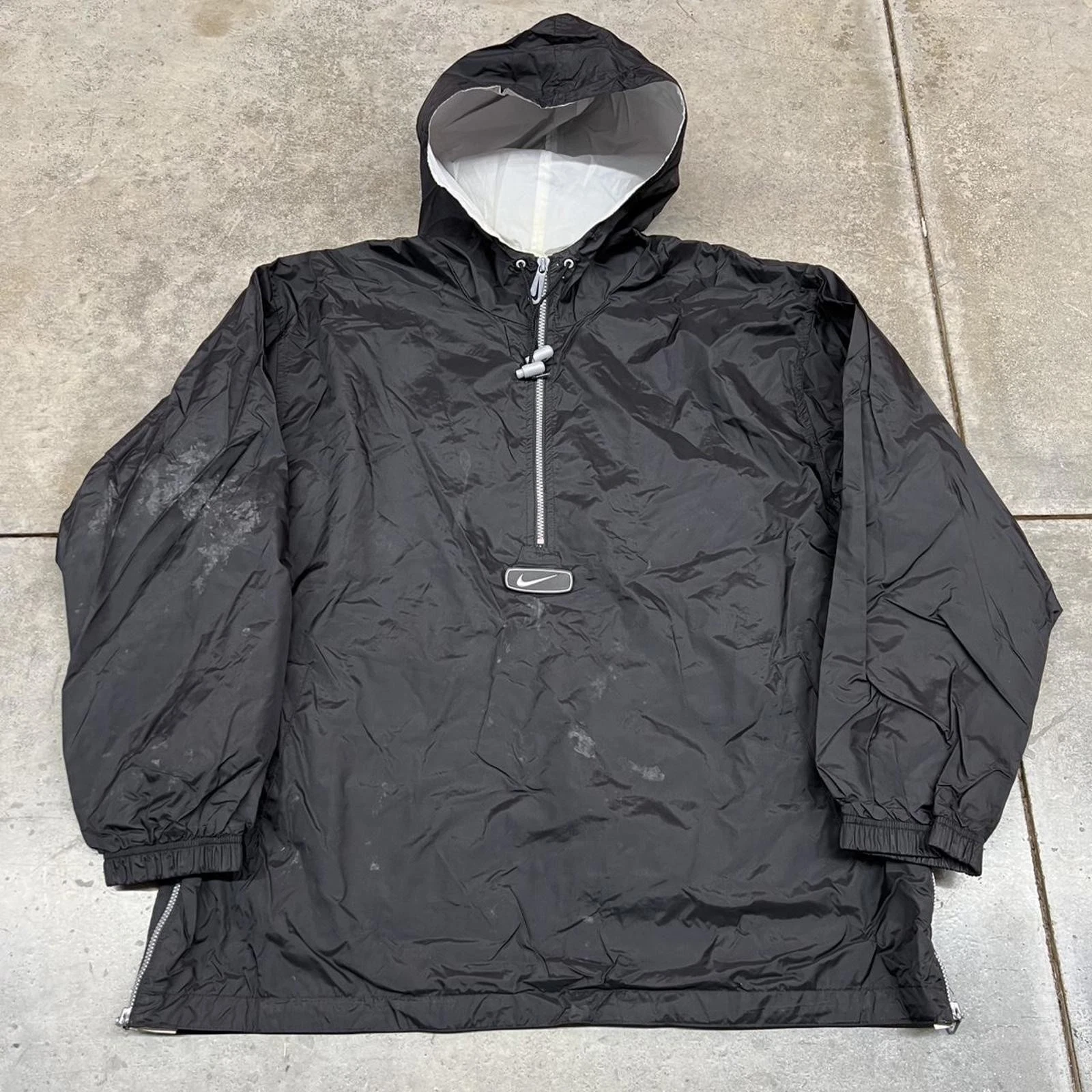 vintage nike center swoosh half zip windbreaker jacket size large HAS STAINS