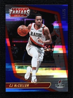 2018-19 Panini Threads Premium Blue 11/75 CJ McCollum #93 0q5