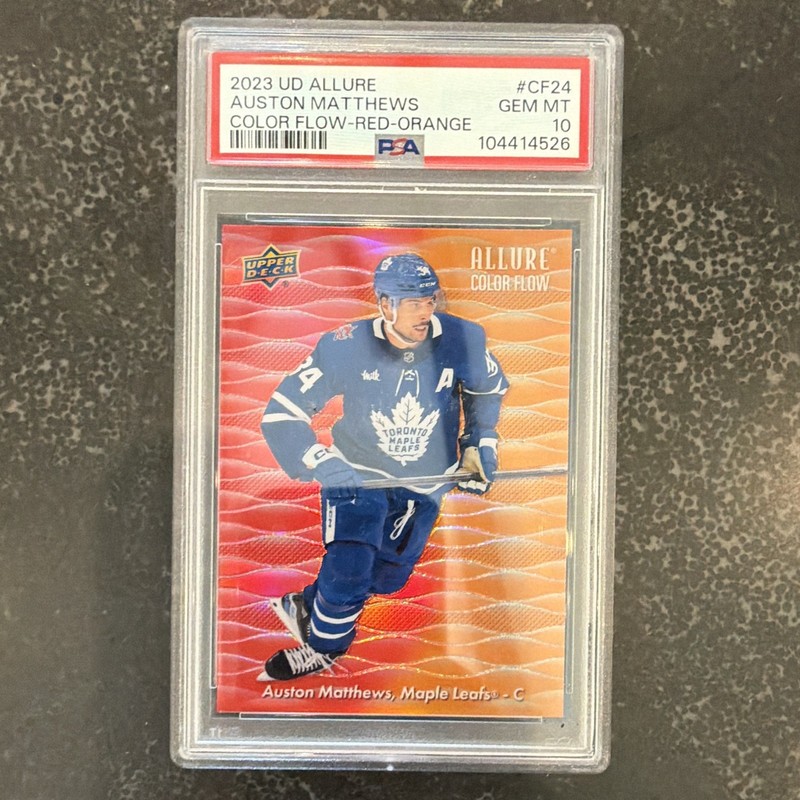 Upper Deck 2023-24 Allure Color Flow Red-Orange CF-24 Auston Matthews PSA 10