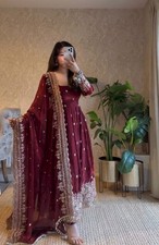Ethnic Wear Maroon Georgette Salwar Kameez With Dupatta For Women