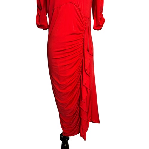 Vestido drapeado Hale Bob Poppy Rojo Ferrah talla mediana - Imagen 7 de 24