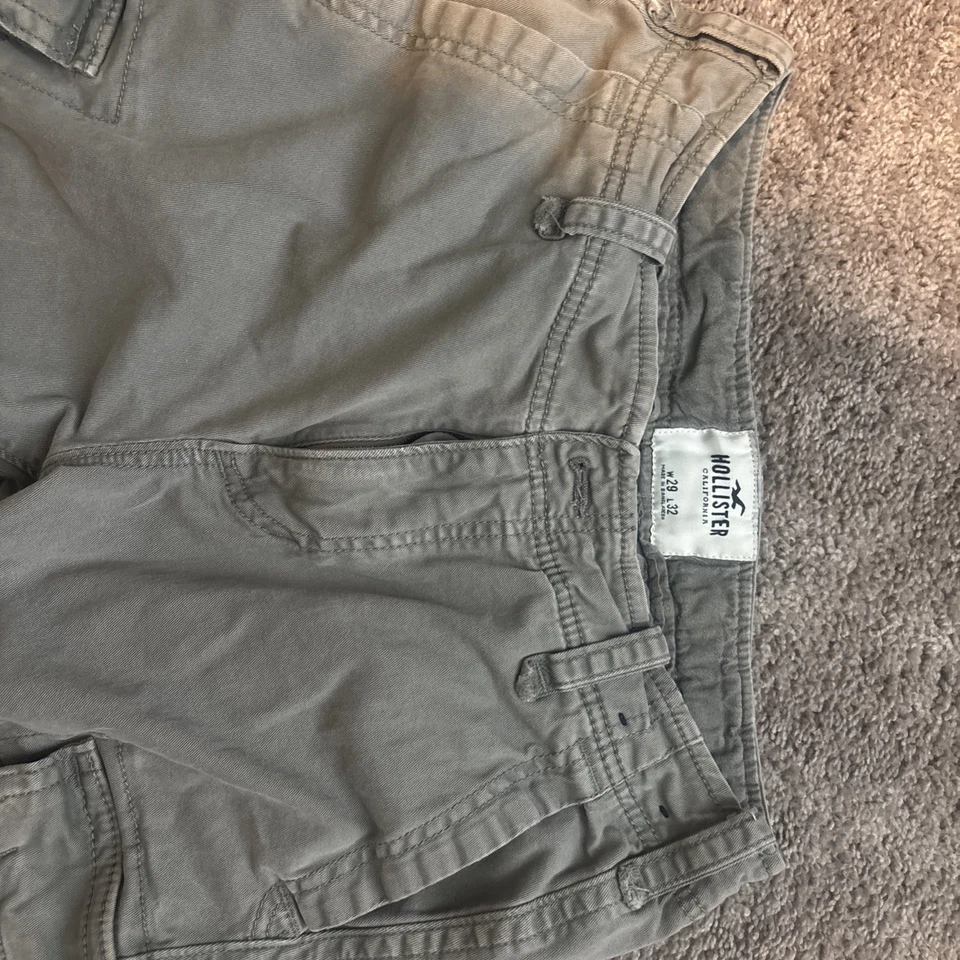 Брюки-карго Hollister мужские 32x28 свободные тяжелые уличная одежда светло-серые - Изображение 2 из 3