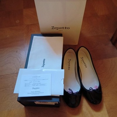 Auth Repetto Black Ballet Flats Shoes Size US 7.5 EU 38  Heel with Box
