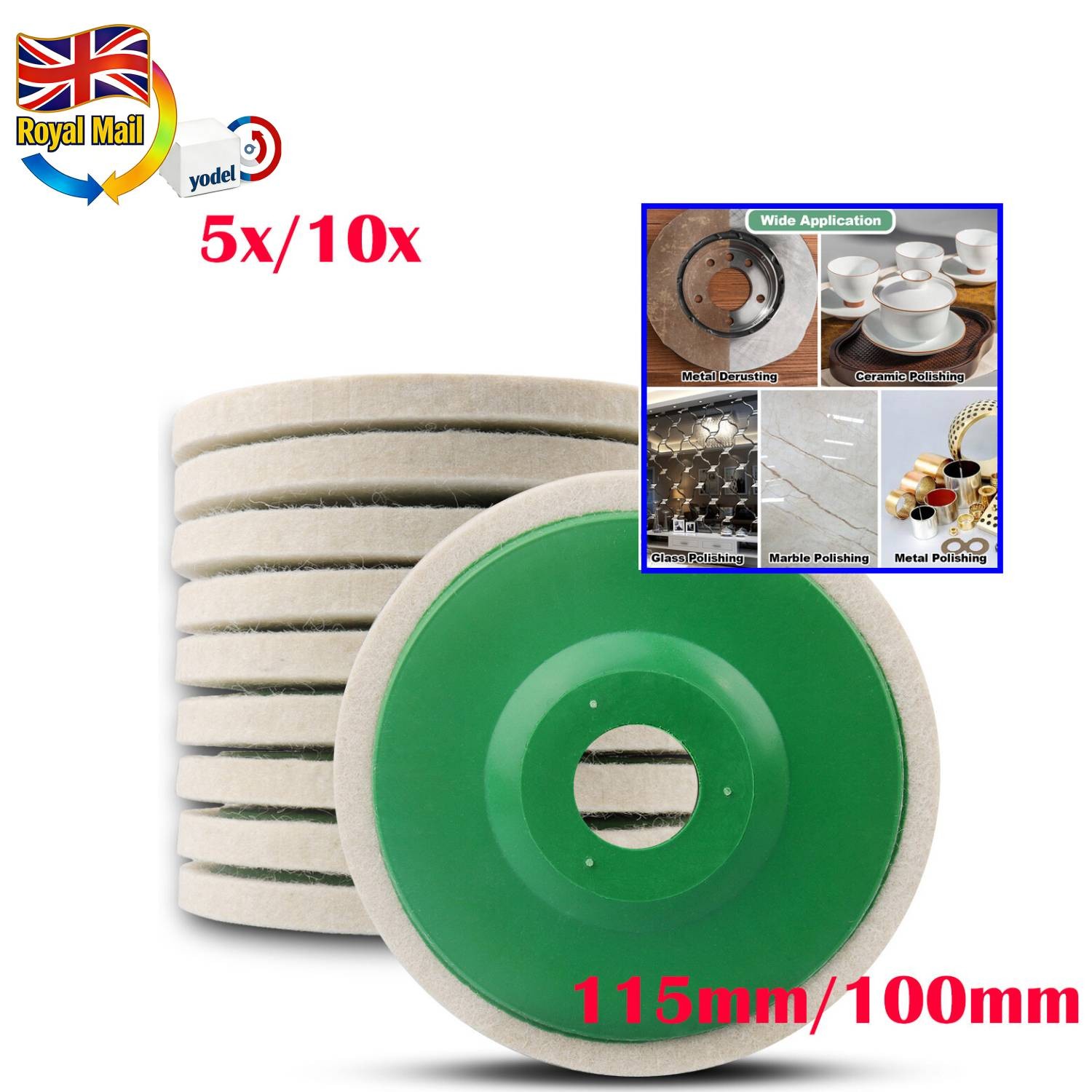 100MM/115MM WOOL FELT BUFFING WHEEL 4 INCH / 4.5 INCH FOR METAL POLISHING UK
