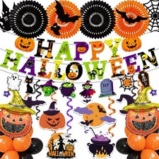 23 Pack Halloween Decorations Set Black Orange