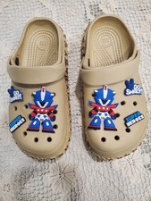 Lovely Baby Youth Clogs With Super Hero Charms , Tan, Size 34