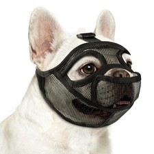 French Bulldog Muzzle Soft Mesh Short Snout Mouth Opening Enlarged Eye Black M