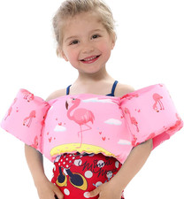 Toddler Swim Vest with Sleeves Cartoon Adjustable Strap Swimming Jacket Pool Flo