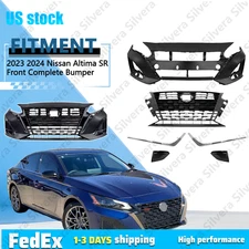 Front Complete Bumper Cover Grill Molding Fog Cover Fit 2023 2024 Nissan Altima