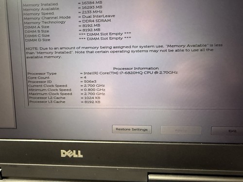 DELL PRECISION 7510 15.6” FHD I7-6820HQ NO SSD 16GB RAM NVIDIA M1000M - Picture 3 of 19