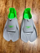 Speedo Biofuse Unisex Swim Training Fins Grey/Green, S - Youth Shoe Size 5-6