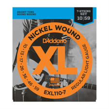 D'Addario EXL110-7 7-String Nickel Wound Electric Guitar Strings, Regular Light,