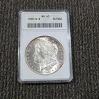 1890 S Morgan Silver Dollar ANACS MS63.  Old Soapbox Holder.  Free Shipping