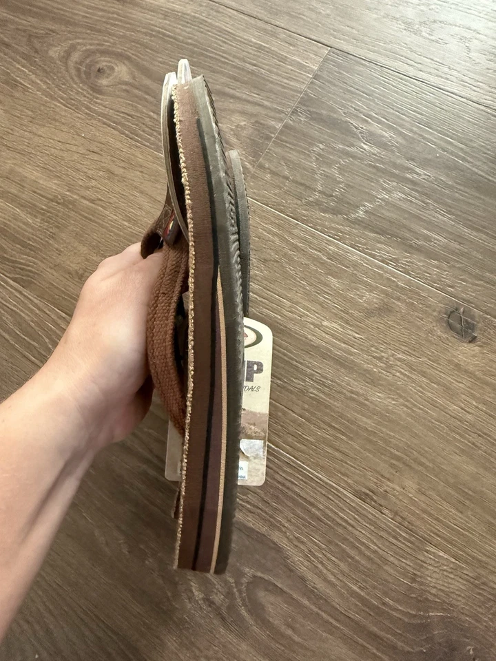 Женские радужные сандалии эко-сандалии шлепанцы с тонким ремешком размер S коричневые - Изображение 4 из 4