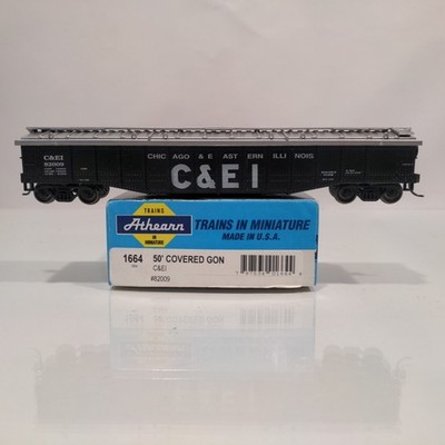 HO Athearn 50' Covered Gondola, Chicago & Eastern Illinois C&EI 1664 KDs Mtl Whl
