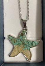 Beautiful Starfish Necklace And Earring Set Silver And Resin