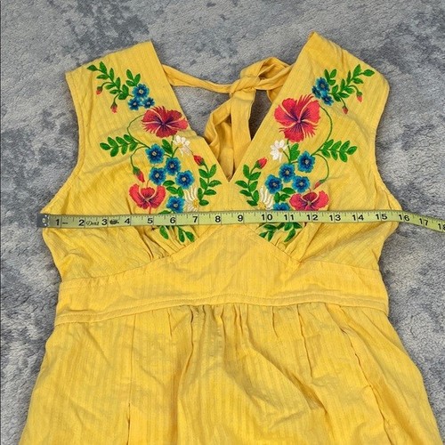 NWT Tracy Reese Anthropologie Catalina Floral Embroidered Yellow Midi Dress 2 - Picture 10 of 13
