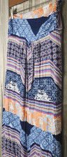 Anthropologie Maeve Coulori Jersey Maxi Skirt M Multi Stripe Ruched Vacation