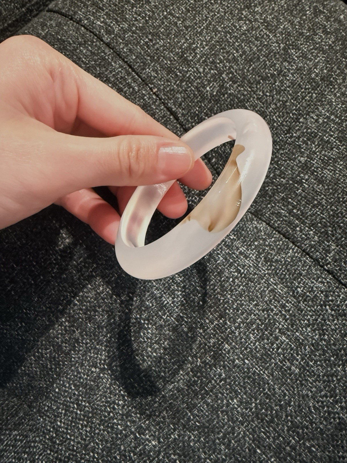 White Agate Bangle Bracelet – Translucent Milky W… - image 2