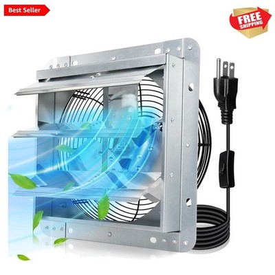 Upgraded 14'' Shutter Exhaust Fan, 1558CFM Low Noise Garage Exhaust Fan, Gree...