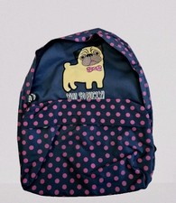 DAVID & GOLIATH NAVYPURPLE YOU SO PUGLY LARGE BACKPACK KIDS BAG POLKA DOT NEW