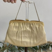 Vintage Ande Gold Purse Formal Evening Handbag Chain Strap Snap top