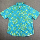 RSVLTS Shirt Mens Small Blue Water Gun Super Soaker Snowflake Print Button Up