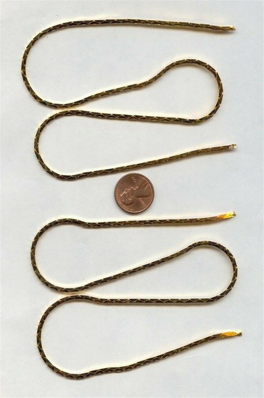 3 VINTAGE SOLID BRASS 2mm. COBRA CHAIN 17.5” SECTIONS WITH LOOPED ENDS X223
