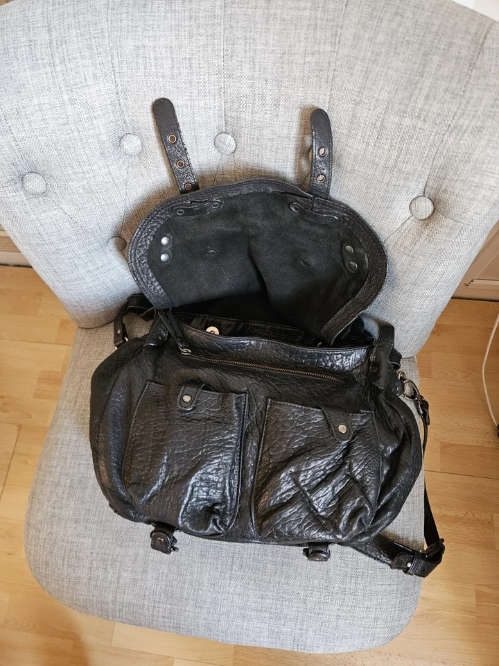 Sac Cuir Agneau Bubble Noir Abaco - Photo 2/4