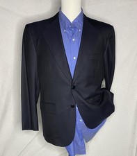 Martin Greenfield 38R Navy Blue Twill Silver Button Blazer Sport Coat Jacket