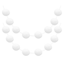 2pcs Pom Pom Garland 6.6 Ft 30 Balls for Crafts Decor White 