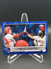 Shohei Ohtani 2022 Topps Chrome Sapphire #416 Dugout Congratulations Angels MVP