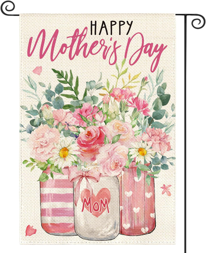 Happy Mother'S Day Floral Garden Flag 12X18 Inch Double Sided Outside, Carnation