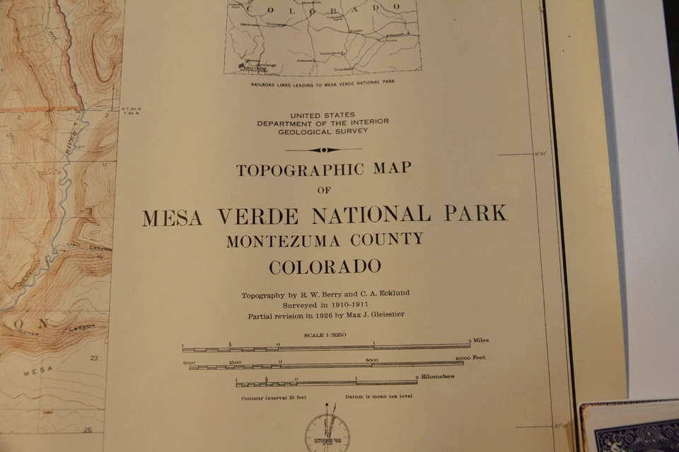 MESA VERDE NATIONAL PARK COLORADO - VINTAGE USGS TOPOGRAPHIC MAP 1948 - 45"x31" - Image 2 of 4
