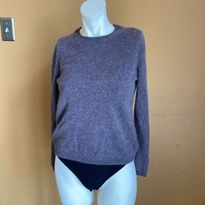 TAHARI 100 Cashmere Crew Neck Pullover Purple Sweater sz L