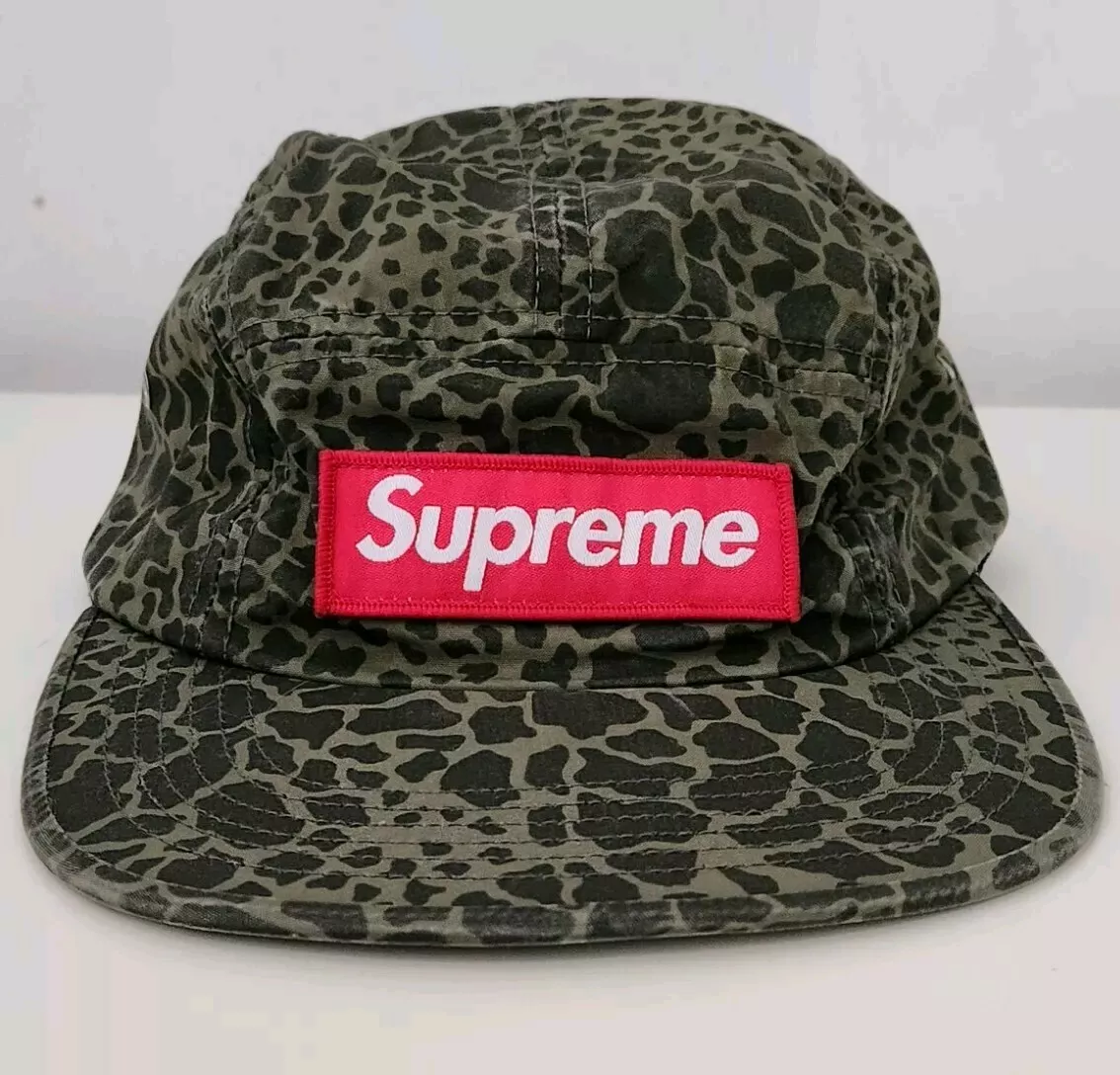 Casquette de camp camouflage SS12 Supreme Girafe logo boîte multicolore vintage 2012 rare chapeau