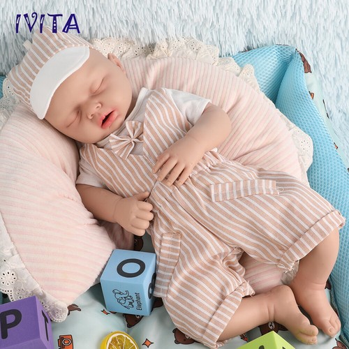 20" Sleeping Boy Reborn Baby Doll Newborn Full Body Silicone Xmas Gifts IVITA - Picture 10 of 12