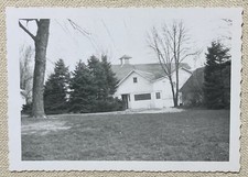 Vintage Photo 1950s Spruce Pine White Building Yard Scalloped Edge B & W 3.5