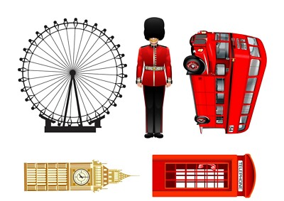 London Motiv Essbar Kuchen Glasur Topper Beefeater Bus Telefonbox 5'' hoch