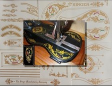 Decalcomanie restauro antica macchina da cucire SINGER 12K Base Fedle - Acanthus B