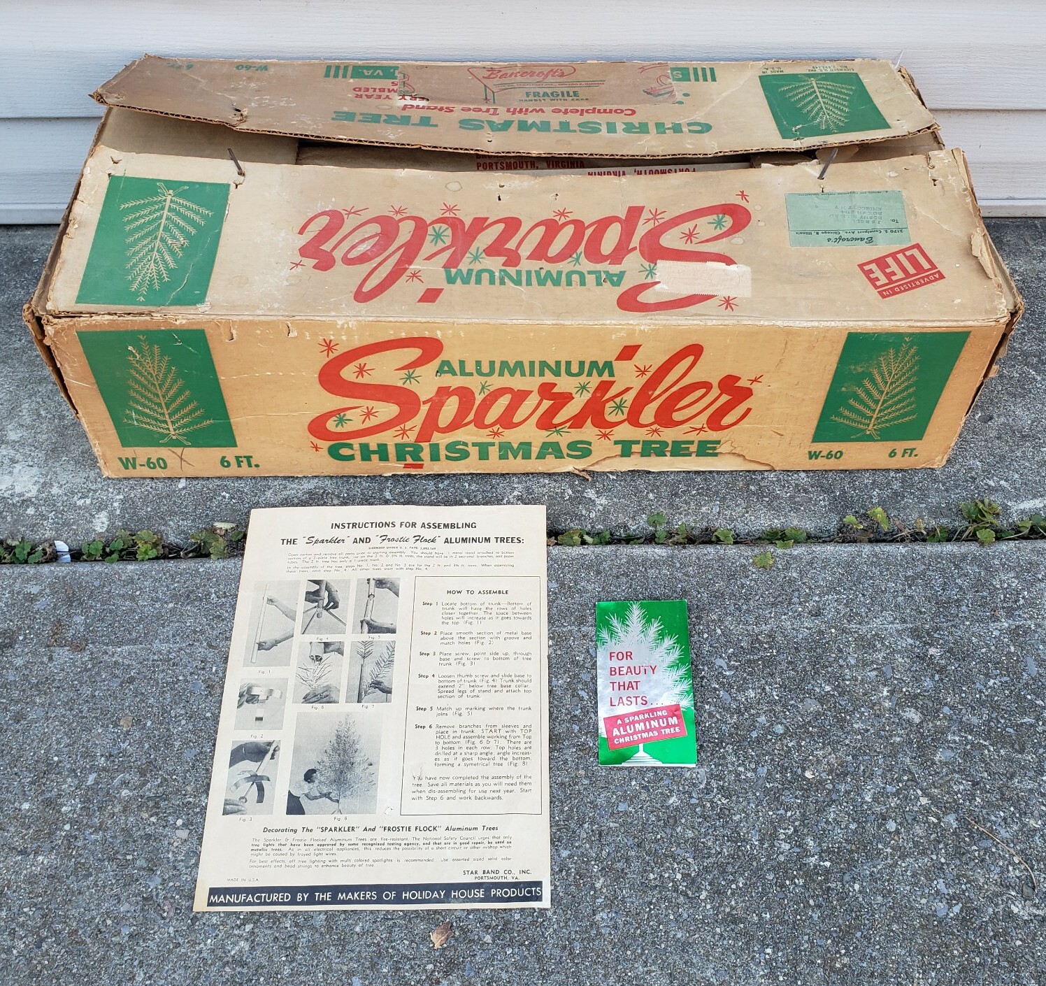 Vintage Aluminum Sparkler Christmas Tree COMPLETE w/ Box & Papers 6FT