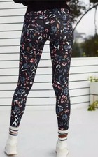 Sweaty Betty Power Pocket 7/8 Length Leggings Blue Floral Pop Black Womens Small