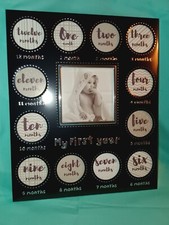 Disney CLASSIC POOH Silver MY FIRST YEAR Baby's Picture Collage FRAME Gift Box