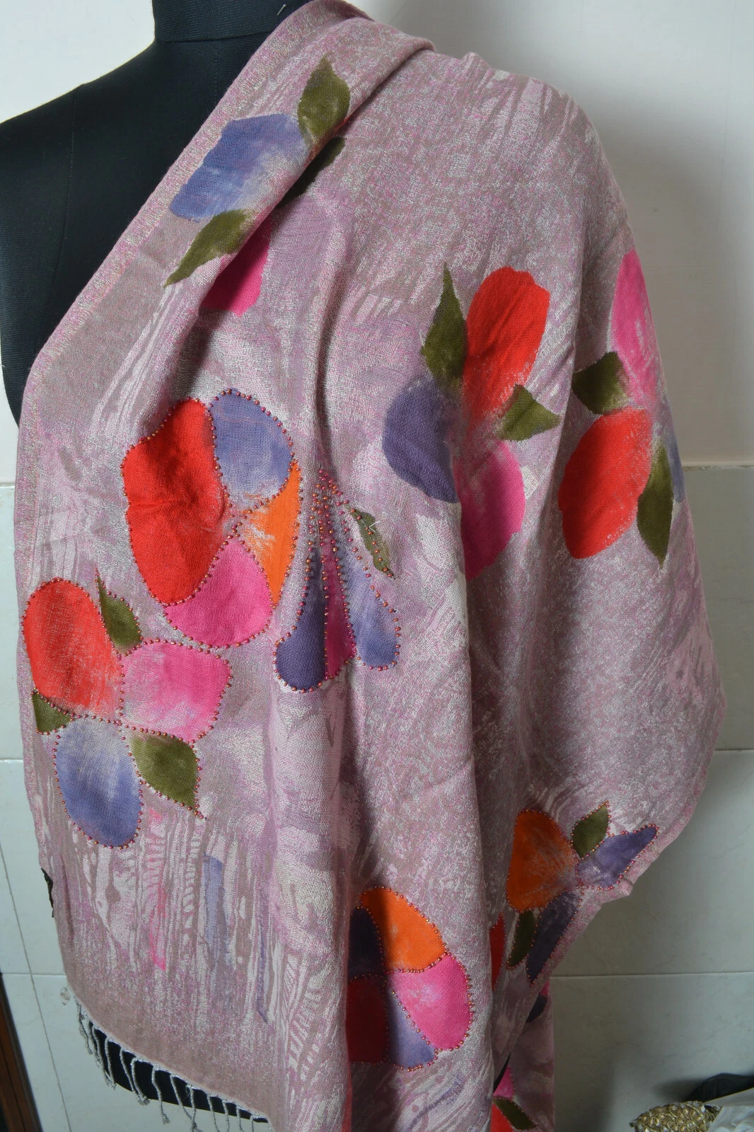 Designer Jamavar SHAWL ~ Reversible Silk Pashmina Jamavar