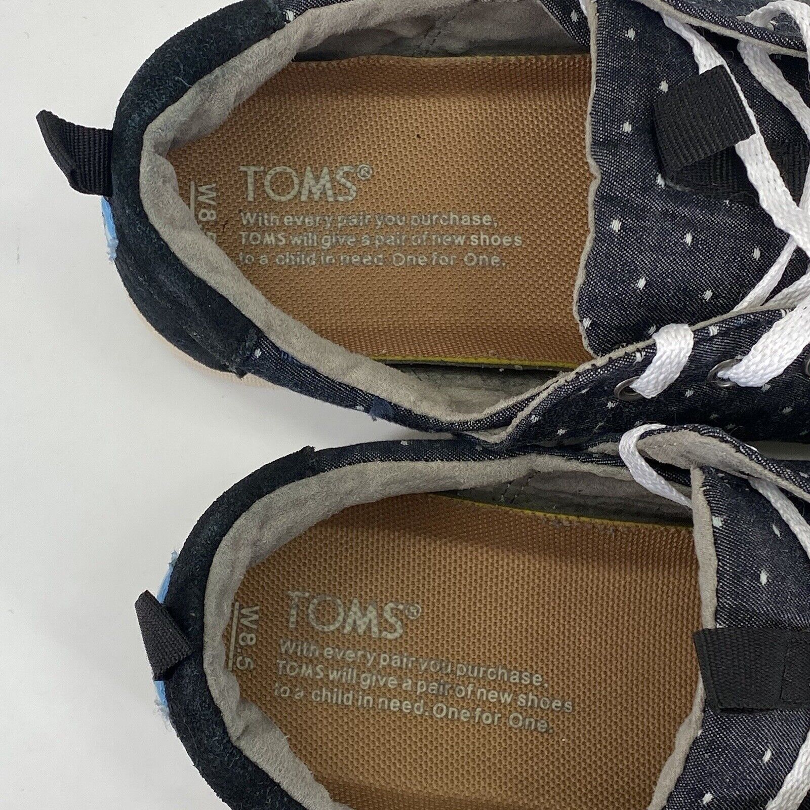 TOMS Del Rey Blue White Polka Dot Lace Up Casual … - image 6