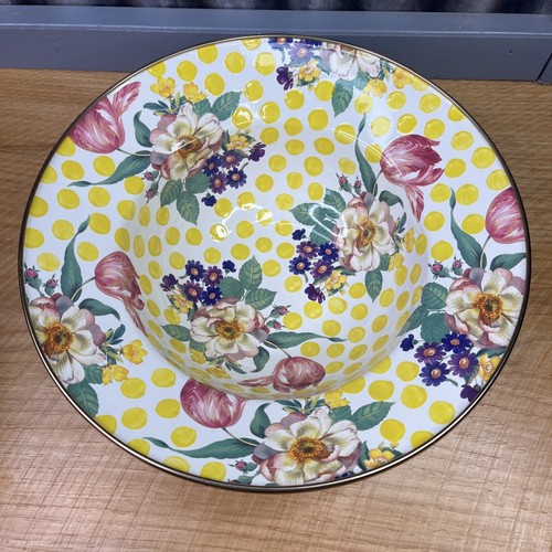 2 MacKenzie Childs Buttercup Enamel Serving Bowls Flat Rim 11.75" Retired - Picture 3 of 7
